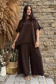 Pure Cotton Santos Keyhole Drape Back Top Coffee Bean